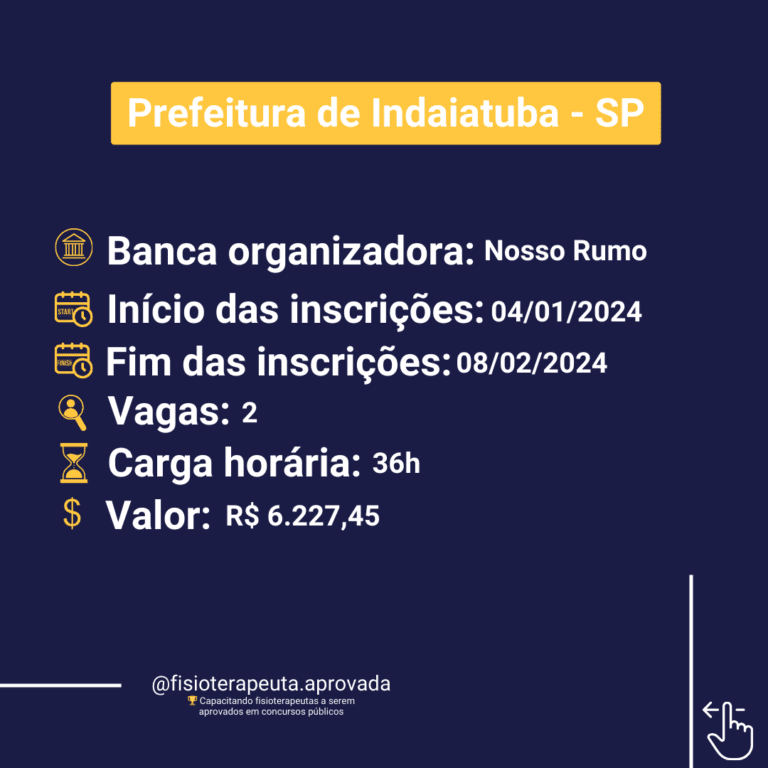 Concurso para fisioterapeuta da Prefeitura de Indaiatuba - SP