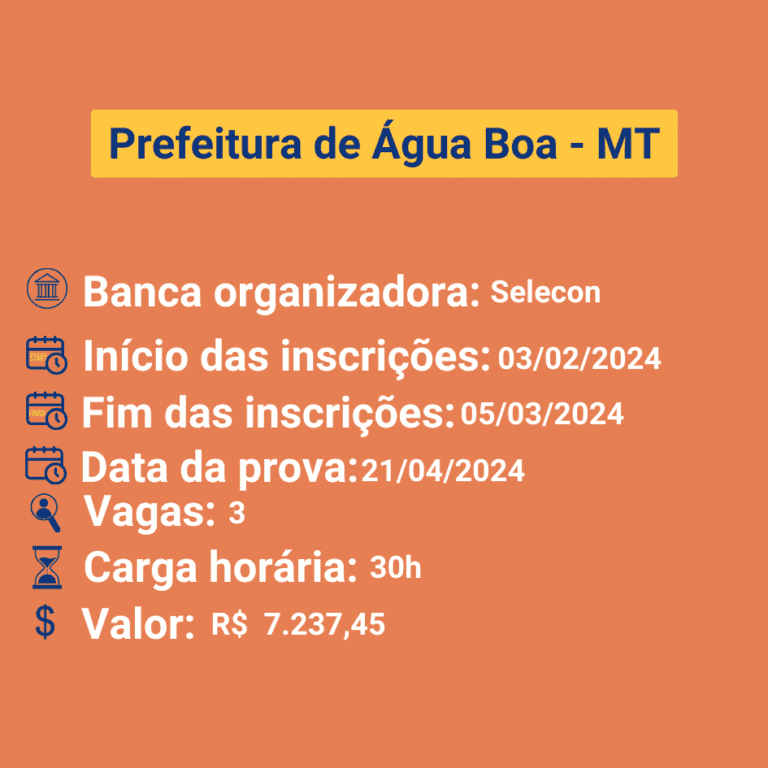 Concurso para Fisioterapeuta da Prefeitura de Água Boa - MT