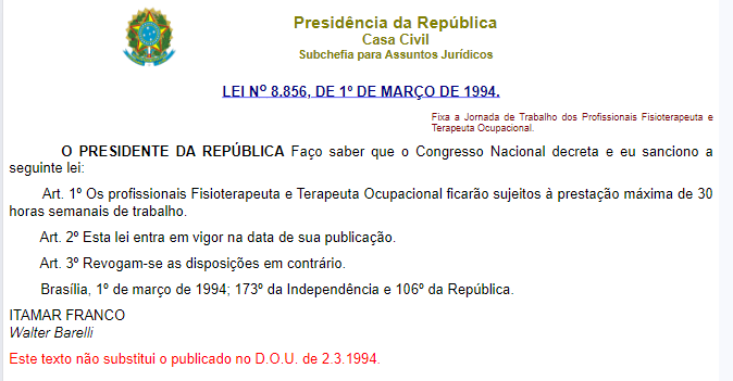 Quantas horas o fisioterapeuta pode trabalhar?