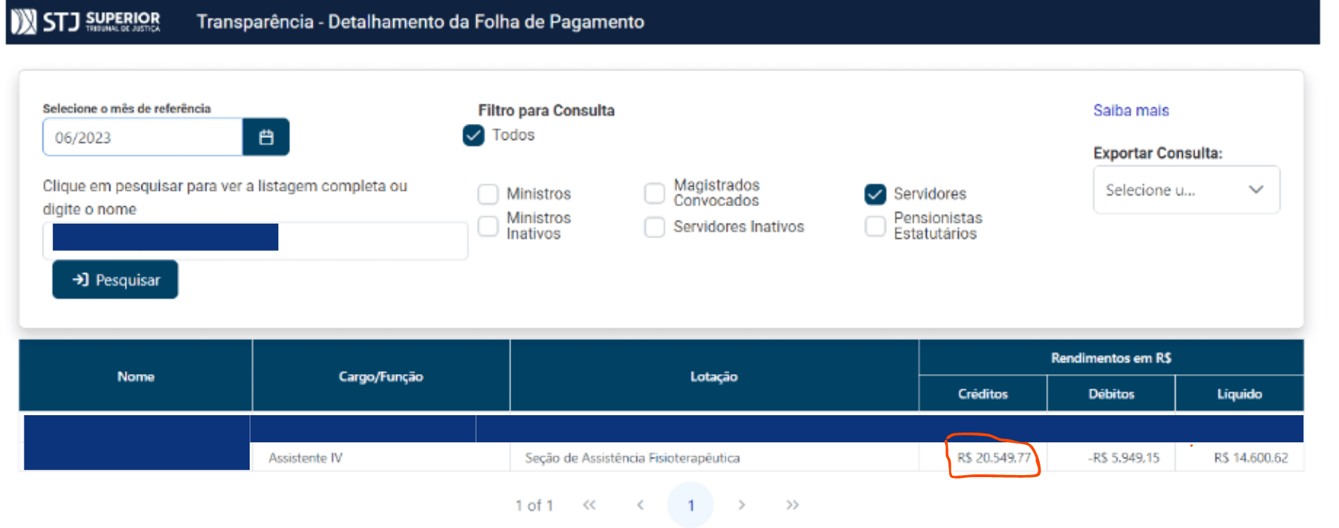 Salário do fisioterapeuta no stj